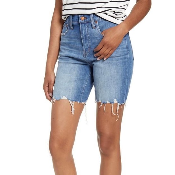 [Madewell] High Waist Mid Length Denim Shorts - Picture 1 of 12